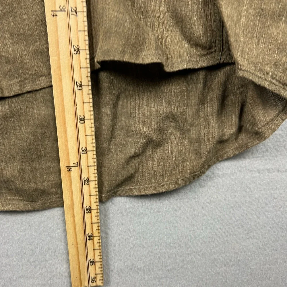 Calvin Klein Men XL Brown Earth 100% Linen Modern Fit Textured Button Up Shirt